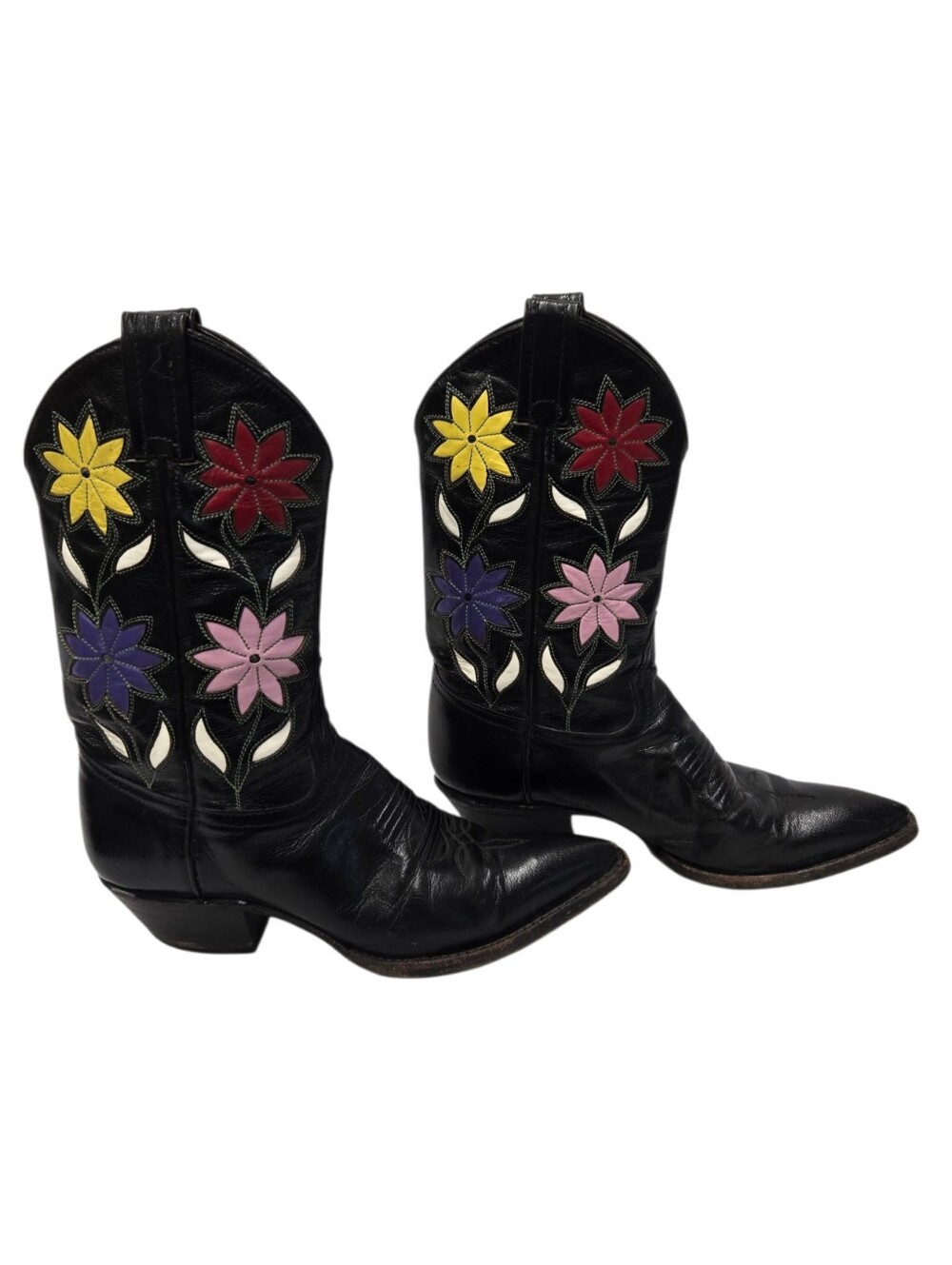 Vintage 1970s Tony Lama Floral Inlay Cowgirl Boots - Picture 2 of 9